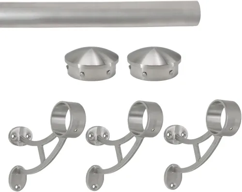 Vista 34 de Kit de riel de pie de montaje en barra sólida (a medida), tubo de acero inoxidable cepillado, soporte de riel de pie de montaje en barra, tapa final