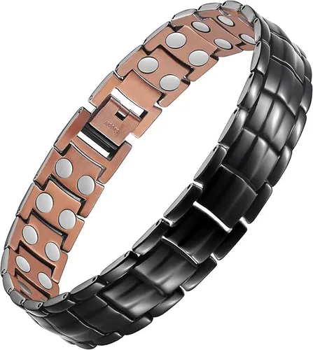Pulsera magnética de cobre (unisex) – 99% cobre sólido puro con 46 imanes, diseño ajustable de eslabones anchos para aumentar la circulación y