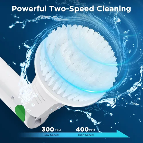 Vista 2 de Limpiador eléctrico giratorio 2024, nuevo limpiador de baño, cepillo de limpieza de ducha eléctrico con mango extensible y 4 cabezales de cepillo
