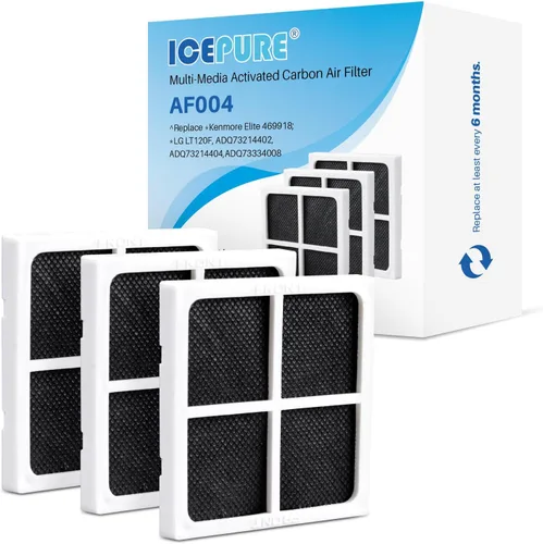 ICEPURE AF004 Filtro de aire para refrigerador LG LT120F, Kenmore Elite 469918, 9918, ADQ73214402, ADQ73214404, ADQ7334008, paquete de 3