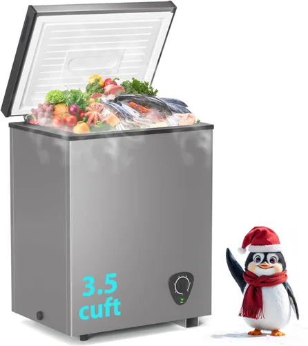 Lifeplus Congelador de pecho, 3.5 pies cúbicos, pequeño congelador profundo, puerta abierta superior compacta con cesta extraíble, 7 controles de