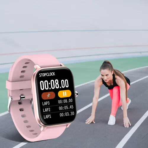 Vista 3 de Reloj inteligente para hombres y mujeres, compatible con iPhone, Samsung, teléfono Android, pantalla táctil completa de 1.69 pulgadas, IP68