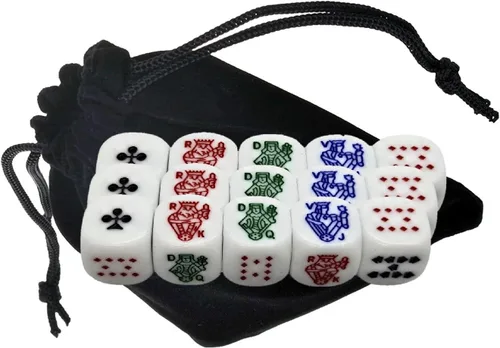 Vista 38 de Cyber-Deals 30 dados de póquer blancos para 2020 con bolsa de almacenamiento de terciopelo negro