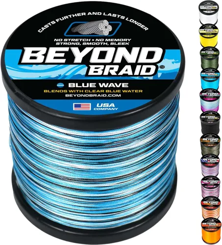Vista 3 de Beyond Braid - Línea de pesca trenzada, súper fuerte, resistente a la abrasión, sin estiramiento, camuflaje azul, musgo, blanco, verde, rosa, azul