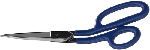 Klein Tools G718LRC - Tijera para alfombras resistente, fabricada en Estados Unidos, tijeras niqueladas de 9 pulgadas con asas curvas desplazadas,