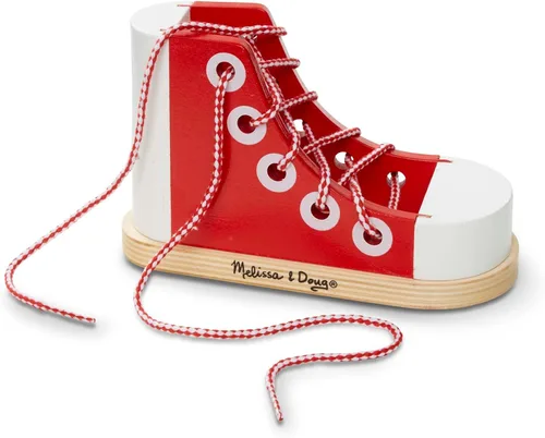Zapatillas de madera con cordones de lujo Melissa & Doug, Estándar, talla única , Rojo