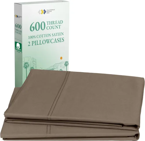 Vista 20 de California Design Den - Juego de 2 fundas de almohada lujosas y suaves con calidad de hotel, 100 % algodón, 600 hilos, fundas frescas para almohadas
