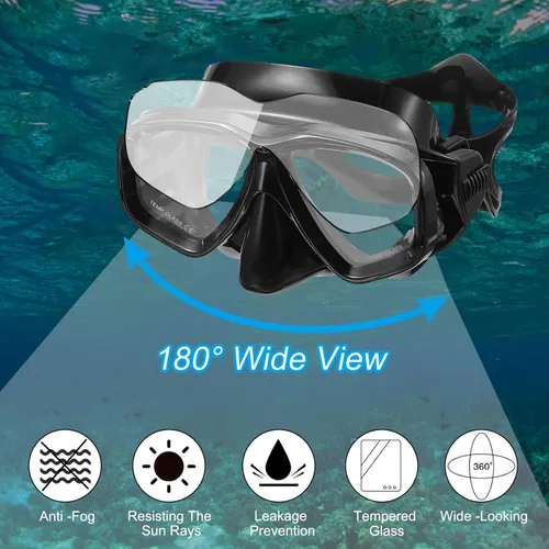 Vista 3 de PATIKIL Gafas de natación con cubierta para la nariz, máscara de buceo de silicona, antivaho, gafas de buceo, máscara de buceo, equipo de buceo