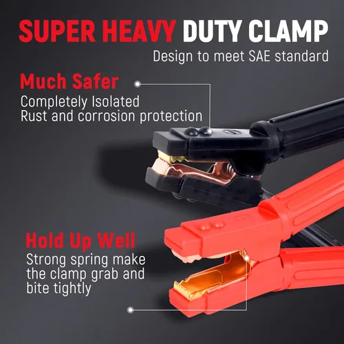 Vista 2 de TOPDC Cables de puente de alta resistencia calibre 0 20 pies 1000 amperios cables de refuerzo para batería de automóvil, cables de calibre 2/0