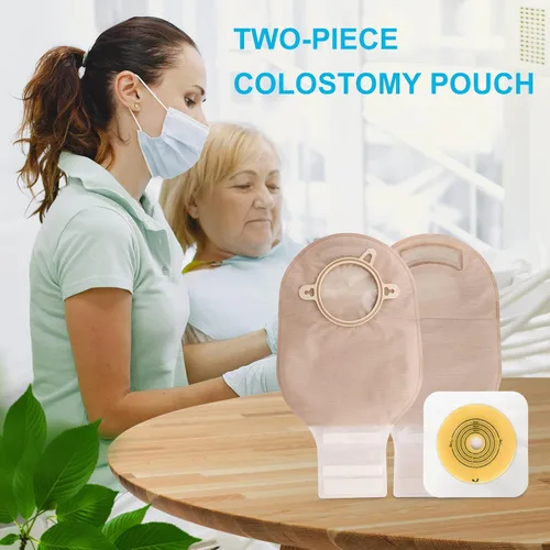 Vista 6 de VLOOKUP 21 bolsas de colostomía, suministros de ostomía, bolsas drenables de dos piezas con cierre para el cuidado del estoma de ileostomía