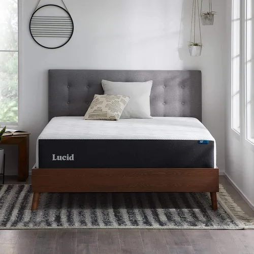 Vista 8 de Lucid - Colchón de espuma viscoelástica de 8 pulgadas - Sensación de firmeza media - Infundido con refrescante carbón de bambú y gel refrescante