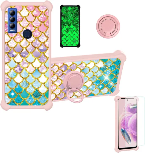 Vista 15 de jioeuinly Cricket Ovation 2 - Funda compatible con AT&T Maestro Max (2021) con protector de pantalla de vidrio templado, policarbonato duro +