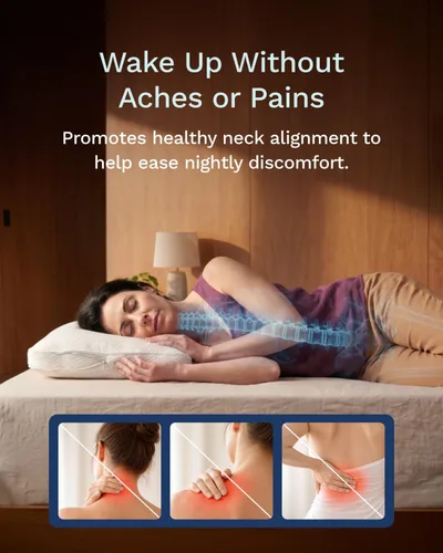 Vista 4 de ViscoSoft Almohada de espuma viscoelástica ajustable, tamaño estándar, paquete de 1, diseño de refuerzo expandible para firmeza personalizada, funda
