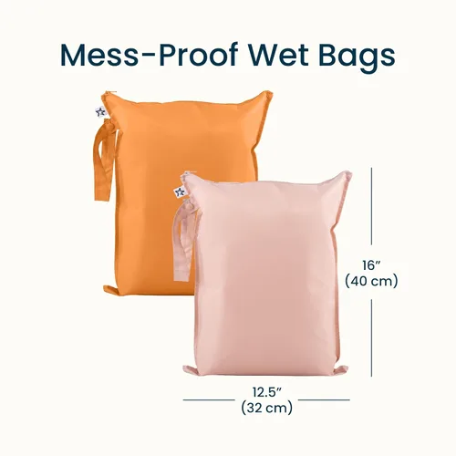 Vista 5 de Tiny Twinkle Bolsas a prueba de desorden para artículos húmedos 2 paquetes de bolsas impermeables reutilizables para trajes de baño Ropa de bebé