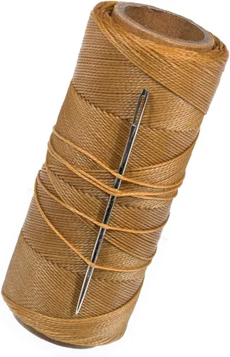 270 pies de cordel y aguja de poliéster encerado para vela, ideal para batir cuerdas, trabajos en lienzo, hacer velas u otras aplicaciones de Marrón