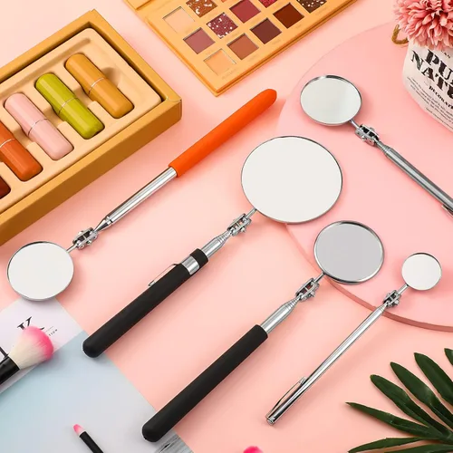 Vista 3 de 5 piezas de juego de espejos de inspección telescópicos redondos de acero inoxidable con rotación de 360 grados, herramienta de inspección ajustable