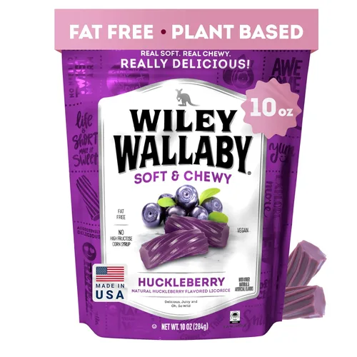 Vista 8 de Wiley Wallaby Paquete variado de regaliz – Dulces de regaliz de arándano, limonada y granada azul, estilo clásico gourmet australiano, suave