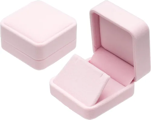 Vista 4 de Cajas de regalo de pendientes de terciopelo Caja de joyería (rosa)