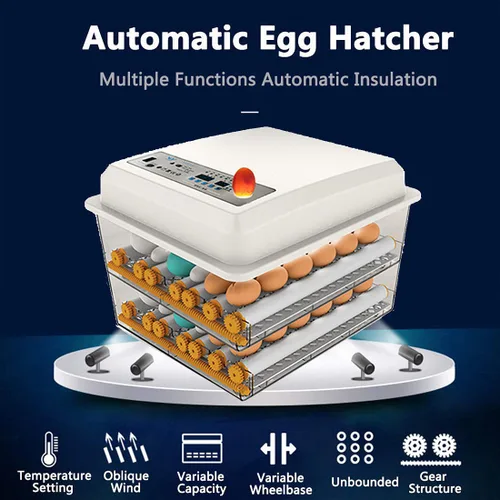 Vista 4 de JAEDO Incubadora de 120 Huevos para Aves de Corral con Giro de Huevos Completamente Automático y Control de Temperatura y Humedad para Pollos