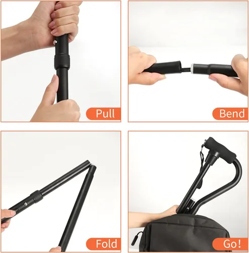 Vista 4 de Floral Canes for Women Folding Cane for Stability with Non-Slip Base, Adjustable Walking Cane for Seniors - Lightweight Collapsible Walking Sticks