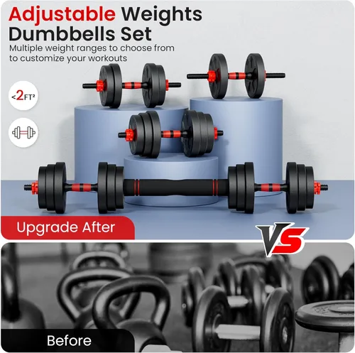 Vista 7 de Adjustable Dumbbell Set, 20/33/45/70/90lbs Free Weight Set with Connector, 4 in1 Dumbbells Set Used as Barbell, Kettlebells, Push up Stand