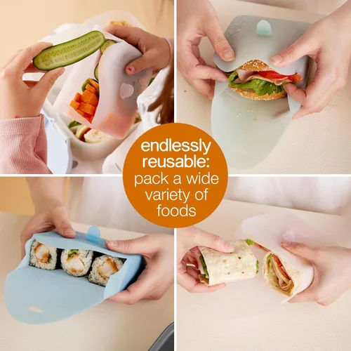 Vista 5 de b.box NUEVO Bolsillo de Silicona para Sándwich Bolsa de Silicona Reutilizable, Divisor de Caja Bento Cabe en la Lonchera Apto para Microondas