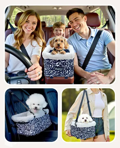 Vista 3 de BurgeonNest Asiento Elevador de Coche para Consola Central para Perros Pequeños, Asiento Elevador de Coche para Cachorros y Gatos con Cojín Suave