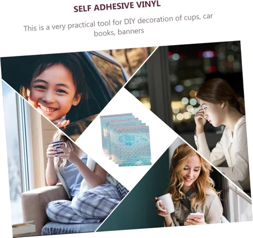 Vista 7 de TEHAUX 6 piezas de papel de transferencia de vinilo holográfico de vinilo para ventana, calcomanías de vinilo para ventanas de vidrio, calcomanías