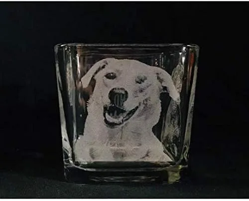 Personalized Pet Engraved Square Glass Candleholder,Engraved vase,Custom Pet picture,Pet memorial Engraved Glass,Pet photo on glass