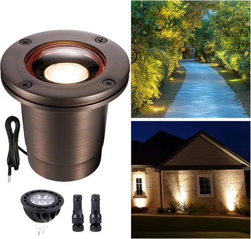 Vista 16 de Gardenreet Lámpara de pozo de latón - Iluminación LED de 12V Ip65 para paisajes al aire libre, lámpara de repuesto impermeable de bajo voltaje