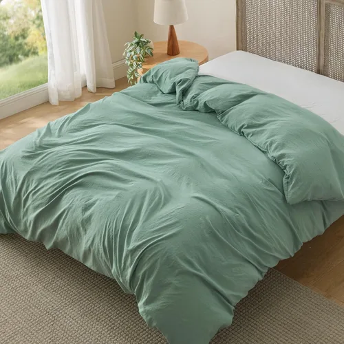Vista 45 de Bedsure Funda de edredón tamaño Queen – Juego de ropa de cama extra suave prelavada de 3 piezas, incluye 1 funda de edredón de 90 x 90 pulgadas