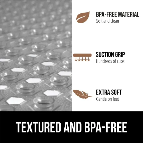 Vista 5 de Gorilla Grip - Alfombrilla de ducha patentada, 21 x 21pulgadas, lavable, cuadrada, para ducha con agujeros de drenaje, ventosas.