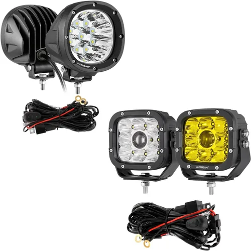Auxbeam LED Offroad Light Pods LED Driving Lights Off Road Spot Lights Work Light Bar with Wiring Harness for Truck Pickup SUV ATV UTV Car Jeep