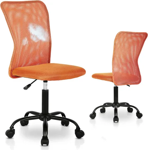 Vista 8 de Silla de oficina en casa, sin brazos, pequeña silla rodante, sillas de escritorio para computadora con ruedas, sin brazos, para oficina, ergonómica