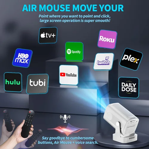 Vista 7 de Proyector [Enfoque Automático y 1080P Nativo y Aplicaciones Integradas] Mini Proyector Portátil 1080P, 4K Full HD con WiFi 6 y Bluetooth 5.4