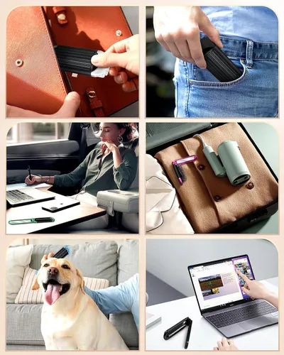 Vista 3 de Juego de 6 piezas de cepillo de pelo plegable de viaje con espejo compacto para mujeres - Mini cepillo de bolsillo con espejo para bolso y niñas