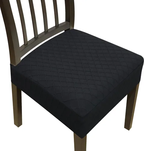 Vista 19 de Juego de 2 fundas elásticas de asiento para sillas de comedor, fundas para sillas de comedor de tela jacquard, fundas de asiento extraíbles y Beige