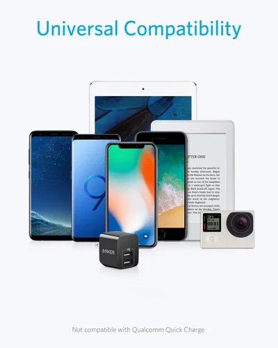 Vista 6 de Cargador USB, Anker Paquete de 2 Adaptadores de Cargador de Pared de Puerto Dual de 12W, Bloque de Cargador USB con Enchufe Plegable, Caja de Carga