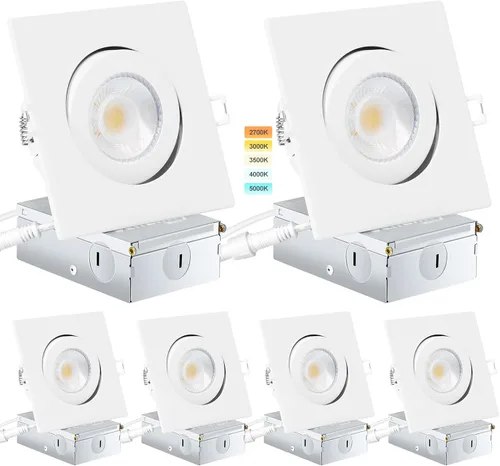 Vista 18 de KnLnny - Luces LED empotrables de 4 pulgadas, iluminación empotrada de 9 W, 750 lúmenes, luz de techo empotrada regulable con caja de conexiones