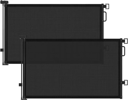 Vista 17 de Puertas de malla retráctiles para bebés y mascotas; para escalera, pasillos, terraza, porche, interiores y exteriores; elementos de seguridad; Beige