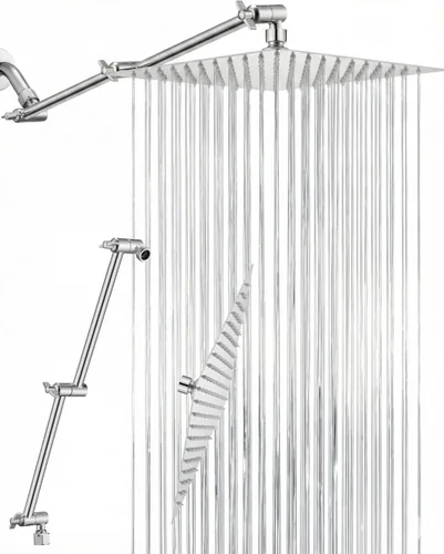 Vista 10 de Cabezal de ducha de lluvia, cabezal de ducha cuadrado de alta presión de 8 pulgadas con brazo de extensión de cabezal de ducha de 11 pulgadas