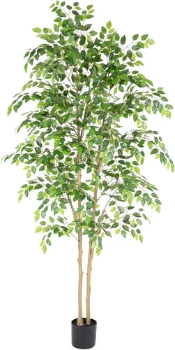 Vista 12 de Nafresh - Árbol artificial de ficus alto resistente a los rayos UV, de 4 pies (48 pulgadas) con hojas suaves y brillantes, árboles artificiales