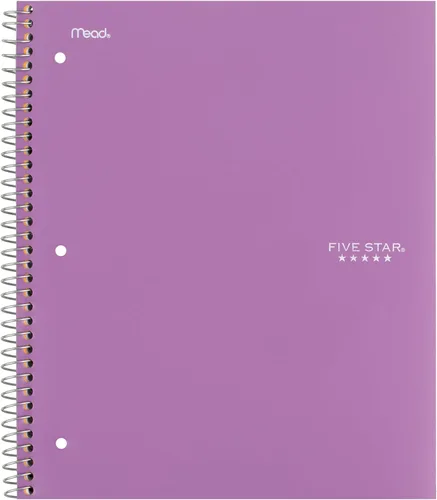 Vista 9 de Five Star - Cuaderno de espiral, 1 tema, papel rayado ancho, 100 hojas, 10.5 x 8 pulgadas, negro (72021)