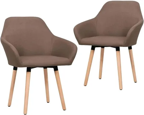 Modern Dining Chairs for Dining Room, Brown Fabric Upholstered Kitchen Chairs, Solid Wood Legs, Easy Assembly