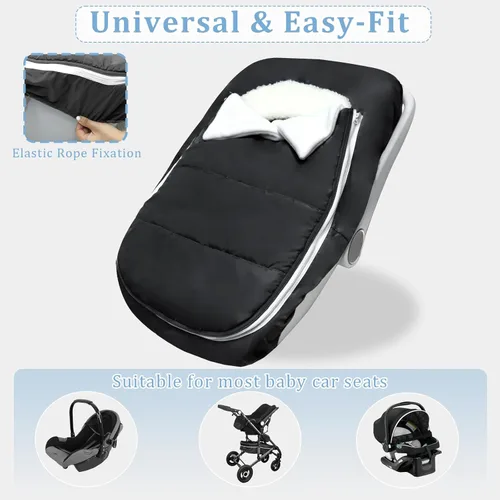 Vista 6 de Funda de asiento de automóvil para bebé, invierno, impermeable, para recién nacido, resistente al viento, funda de asiento de automóvil para bebé
