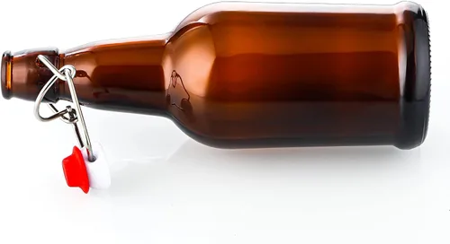 Vista 4 de SureSave Botellas de cerveza con tapa abatible fácil Juego de botellas de vidrio ámbar de 16 onzas con tapa hermética para kombucha, bebidas