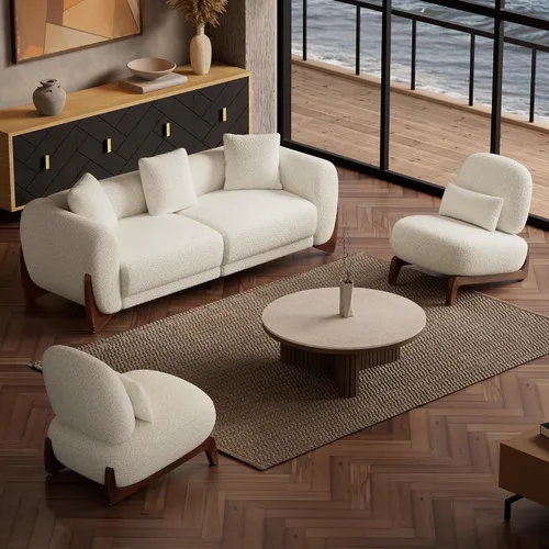Vista 14 de Morden Fort Juego de Sofá Boucle de 2 Piezas, Conjunto de Sofás Tapizados Modernos Duraderos Cómodos Boucle Aptos para Mascotas, Silla sin Brazos