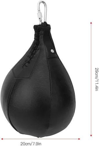 Vista 3 de BORDSTRACT Kit de bolsa de velocidad de boxeo, saco de boxeo de PU con vejiga de látex resistente y hebilla colgante, bolsa de velocidad