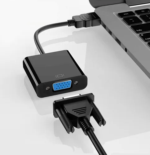 Vista 6 de HDMI a VGA, adaptador HDMI a VGA chapado en oro, macho a hembra para computadora, computadora de escritorio, laptop, PC, monitor, proyector, HDTV