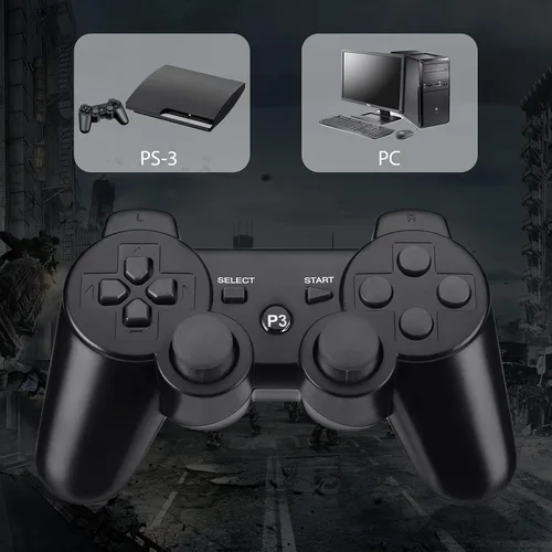 Vista 6 de Powerextra Wireless Controller Compatible with PS-3 2 Pack High Performance Gaming Controller with Upgraded Joystick for Play-Station 3 Black